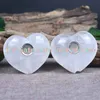 2Pc Carved Clear Quartz Crystal Heart Polished Stone Smoking Tobacco Pipe Natural White Rock Quartz Chakra Healing Gemstone Cigarette Holder