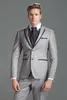 Tuxedos de marié gris clair, nouvelle mode, excellent revers cranté, coupe cintrée, blazer pour hommes, costume formel de fête, costume de bal (veste + pantalon + cravate) 1281