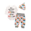 Spädbarnsflickor pojkar brev tryck romper jumpsuit regnbåge byxor kläder set spädbarnsdräkt för en pojke barn kläder 41643888