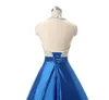 Novo Simples Barato Azul Lantejoulas Vestidos de Baile Longo Com Bead Lace Up Plus Size Mulheres Formal Evening Cocktail Celebridade Vestidos de Festa QC1456