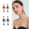 Wholesale-dangle earrings for women red blue gemstone chandelier earring hot sale bohemian holiday style crystal ruby jewelry birthday gifts