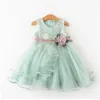 Robes de petite princesse en dentelle Sumoux sans manches en tulle