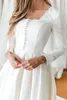 A-Line Vintage Taffeta Modest Bröllopsklänningar med långa ärmar 2020 Enkelärmad brudklänningar Brudklänning Fullständiga ärmar Skräddarsydda