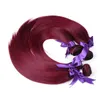 Fascio di capelli umani diritti di seta rosso scuro certificato CE Colore 99J Borgogna Trama dei capelli umani