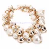 Fashion Gold Chain White Pearl Beads Cluster Choker Bib Pendant Necklace Perfect Party Valentine's Wedding Gift Big Necklace
