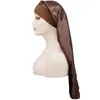 Feste Farbe langer Sockenschlaf -Wickel -Nacht -Kappen Haarpflegemittel Nettscheibe Frauen breite Band Elastizität Satin Kopfbedeckung