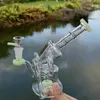 7インチ緑紫色のリサイクル船Bongs Sidecar水道管DABの掘削機の石油掘削装置14mmの継ぎ目が付いている