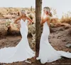 Sexy Backless Cheap Mermaid Wedding Dresses Spaghetti Strap Appliques Sweep Train Boho Wedding Dress Bridal Gowns vestidos de noiva