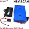 48V 20AH 1500W Uppladdningsbart litiumbatteri för original Samsung / Panasonic / LG 18650 Cell 48V elektrisk cykelbatteri + 5A laddare