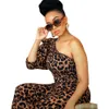 Kobiety Jumpsuits Girl One Sleeve Leopard Print Street Rompers Sexy Night Club Party Bandage One Piece Outfits9803213