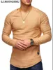 슬림 짧은 소매 Tshirt 패션 트렌드 남성 T 셔츠 프릴 슬리브 티셔츠 티셔츠의 순수한 컬러 디자이너 - Neck Tops 티셔츠 M-3XL