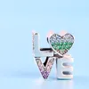 Authentic 925 Sterling Silver Color Crystal LOVE letters Charms Original box for Pandora Beads Charms Bracelet jewelry making241f