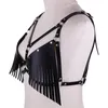 Punk Rivet Women Underwear Adjustable Hollow Out Bondage Lingerie Sexy Strap Vest Faux Leather Tassel Crop Tops Exotic Cosplay Bra Belts