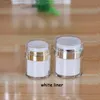 15 30 50G Pearl White Akryl Airless Bottle Round Cosmetic Cream Jar Pump Cosmetics Packaging Bottles9912193
