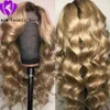 Hotselling Long body Wave Wigs Heat Resistant Synthetic Hair Wigs ombre brown Synthetic Lace Front Wigs for black women