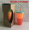 Kleur veranderende kopjes 700 ml / 24oz plastic magische tuimelaars met deksel en stro water fles herbruikbaar drinkende koude ijs cup koffie thee bier mokken