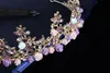 Büyüleyici Prenses Altın / Mor Çiçekler Kristaller Gelin Tiaras Taçlar Gelin Başlıklar Gelin Aksesuarları Düğün Tiaras / Taçlar T303584