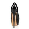 Rontic Hot Women Platformy Błyszczące Pompy Stiletto Szpilki Pompy Stylowe Round Toe Black Nude Party Shoes Women US Rozmiar 4-10.5