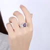 new Plated sterling silver Shell-shaped purple diamond ring DHSR889 US size 8; Hot sale women's 925 silver plate Solitaire Rings jewelry