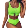 Kvinnor hög midja bikini sätter mode sexiga kvinnors uppsättningar sport biquini push up swimwear kvinnliga baddräkt sommar beachwears