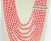 necklace Free shipping ++Hot sale Genuine 8row 17"-25" round pink coral beads necklace