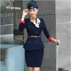 Vårens höst Professionell kvinnlig kostym Stewardess Kvinna Kvinna Work Uniform Hat Jacket Byxor Kosmetolog Skönhet Salong Arbetskläder