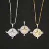 Iced Out Compass Pendant Necklace Bling Cubic Zircon Chains High Quality Hip Hop Gold Silver Color Charm Jewelry Gifts8874022