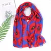 Fashion Poppy Flower Print Scarves Wrap Shawls Women trendy floral Scarf Beach soft Hijib 5 color