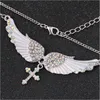 Nouveau Designer Angel Wings Cross Pendentif Colliers De Luxe Strass Long Colliers Pull Collier De Mode Bijoux Cadeaux pour Femmes