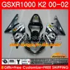 Zestaw do ciała OEM dla SUZUKI GSXR 1000 CC GSXR-1000 01-02 Przewody nadwozia 62NO.51 GSXR1000 K2 1000CC 2001 2002 2002 GSX-R1000 GSX R1000 00 01 02 Wtryskiwanie Formy Wróżki Rizla Blue