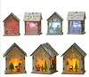 Hot LED Light Wood House Julgransdekorationer för hängande ornament Holiday Nice Xmas Present