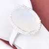 Luckyshine 12 pièces/lot cadeau de mère vente chaude charme Unique classique ovale blanc pierre de lune gemmes 925 bague en argent pour les cadeaux des amoureux