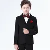 Moda 4PCS Toddler Boys Formal Children Tuxedo Wedding Party Suits Red Boys (kurtka+spodnie+kamizelka+muszka)