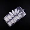 100st / låda Fake Nail Artificial Long Ballerina Clear / Natural / Vit False Coffin Nails Art Tips Full Cover Manicure + Smycken Box
