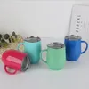 Tazze da caffè Portauova senza stelo con manico del coperchio Bicchieri da vino in acciaio inossidabile Tazza isolata sotto vuoto Bicchieri di moda 9 coloriDSL- YW2356