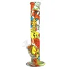 Hookahs 14''Tubo de agua de silicona Hookah Bong Dab Rig Impreso Resplandor en la oscuridad Shisha con recipiente de vidrio