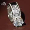 야이 쥬얼리 패션 공주 컷 거대한 4.6CT 화이트 지르콘 실버 컬러 약혼 반지 결혼 반지 파티 반지