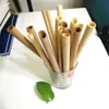 Natural reusable bamboo bubble tea straw tube set with case and cleaner brush bulk customized logo