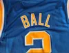 Mens Jersey Ed Name and Number UCLA Lonzo Ball College Basketball Jerseys White Blue Size S-2XL