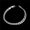 6m Flat Side Mäns 925 Silver Armband JSPB245, BEAST Present Män och Kvinnor Sterling Silver Plated Chain Link Armband