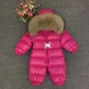 0-4 lat grube dzieci snowuit berbeit berbeniowe chłopcy dziewczęta zima strewear płaszcz śnieg nosić kurtkę prawdziwe futro hodded ciepły kombinezon z105