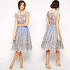 New Sexy Vintage Floral Embroidery Hollow Out Lace Women Dress Female Elegent Mesh Ball Gown Dresses Retro Style Wedding Party