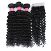 Peruvian Deep Wave Bundles With Closure 100% Remy Human Hair Deep Wave With 4x4 Lace Closure