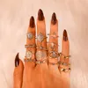 Crystal Stacking Midi Rings Gold Crown Hand Flower Knuckle Ring Set Women Fashion Jewelry Will and Sandy Gift