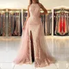 Overtkirts Lace Prom Dresses Halter Neck Side Side Split Sexy Mermaid Evening Dress Count Train Back Cocktail Party Dress Suknie