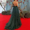 2020 Shiny Long Sleeves Evening Dresses One Shoulder Illusion Arabic Celebrity Prom Party Gowns Sparkly sweep train Vestido De Festa