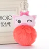 Mignon Chaveiro cochon porte-clés pompon fourrure porte-clés cadeaux pour femmes filles Llaveros Mujer voiture sac accessoires porte-clés cadeau