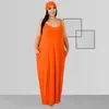 4x 5x Femmes Plus Taille Robes Été Vêtements Sexy Spaghetti Strap Sans manches Maxi Jupes Mode Mode Couleur Solide Robe Lâche 5361