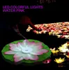 LED Flood Light Artificial Lotus Floating Flower Form Lampor för Utomhuspool Wishing Party Supply 50pcs / Lot GB121