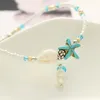 Boho Freshwater Pearl Charm Anklets Women Barefoot Sandals Beads Calkle Bracelet Summer Beach Starffish Beaded Beaded Foot Jewelry GB